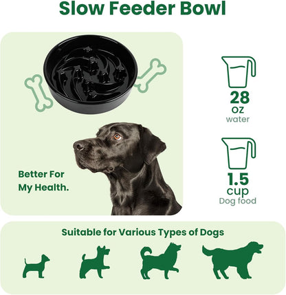 Slow Feeder Dog Bowls Anti-Choking Puzzle Dog Food Bowls Anti-Slip Interactive Feeding Slow Down Eating Bloat Stop Maze Dishes for Medium Breeds, Grey