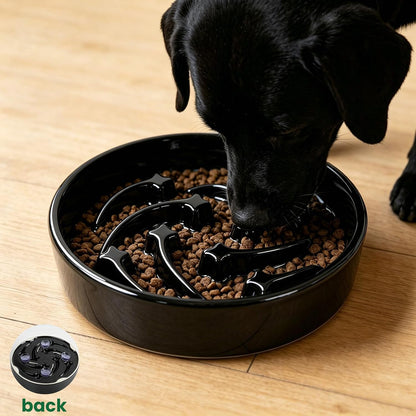 Slow Feeder Dog Bowls Anti-Choking Puzzle Dog Food Bowls Anti-Slip Interactive Feeding Slow Down Eating Bloat Stop Maze Dishes for Medium Breeds, Grey