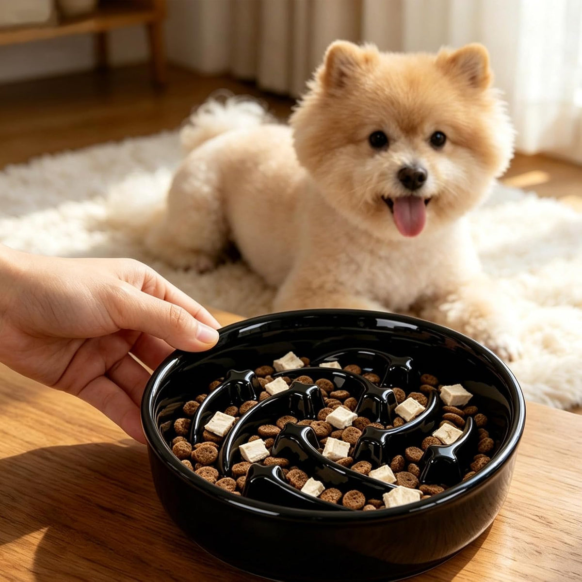 Slow Feeder Dog Bowls Anti-Choking Puzzle Dog Food Bowls Anti-Slip Interactive Feeding Slow Down Eating Bloat Stop Maze Dishes for Medium Breeds, Grey