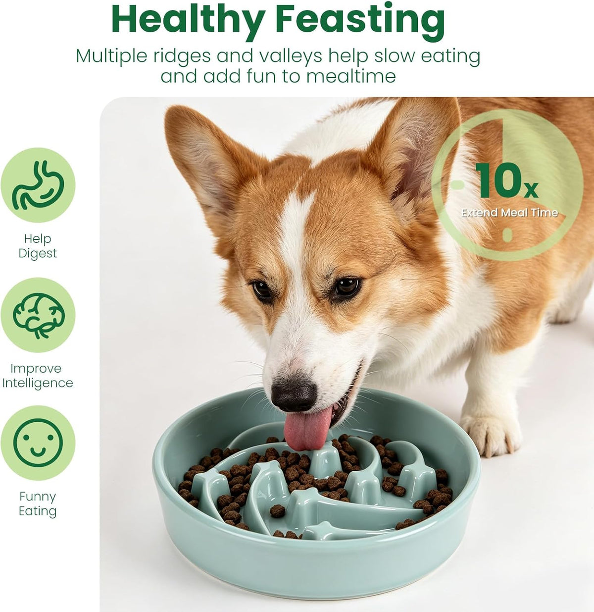 Slow Feeder Dog Bowls Anti-Choking Puzzle Dog Food Bowls Anti-Slip Interactive Feeding Slow Down Eating Bloat Stop Maze Dishes for Medium Breeds, Grey