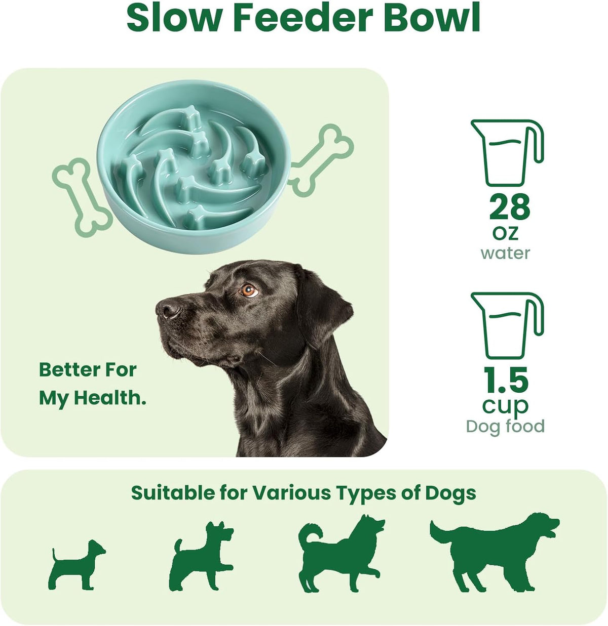 Slow Feeder Dog Bowls Anti-Choking Puzzle Dog Food Bowls Anti-Slip Interactive Feeding Slow Down Eating Bloat Stop Maze Dishes for Medium Breeds, Grey