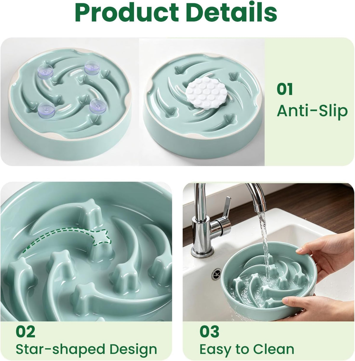 Slow Feeder Dog Bowls Anti-Choking Puzzle Dog Food Bowls Anti-Slip Interactive Feeding Slow Down Eating Bloat Stop Maze Dishes for Medium Breeds, Grey