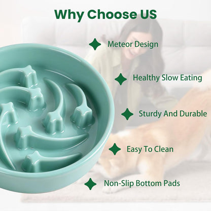 Slow Feeder Dog Bowls Anti-Choking Puzzle Dog Food Bowls Anti-Slip Interactive Feeding Slow Down Eating Bloat Stop Maze Dishes for Medium Breeds, Grey