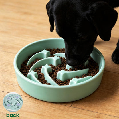 Slow Feeder Dog Bowls Anti-Choking Puzzle Dog Food Bowls Anti-Slip Interactive Feeding Slow Down Eating Bloat Stop Maze Dishes for Medium Breeds, Grey