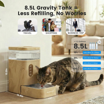 2.2 Gallon Automatic Dog Water Dispenser with Stainless Steel Bowl