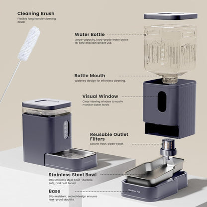 2.2 Gallon Automatic Dog Water Dispenser with Stainless Steel Bowl