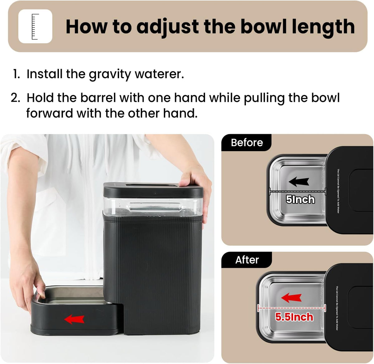 2.2 Gallon Automatic Dog Water Dispenser with Stainless Steel Bowl