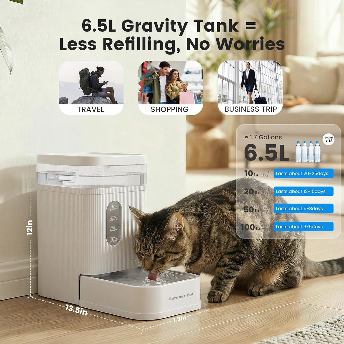 2.2 Gallon Automatic Dog Water Dispenser with Stainless Steel Bowl