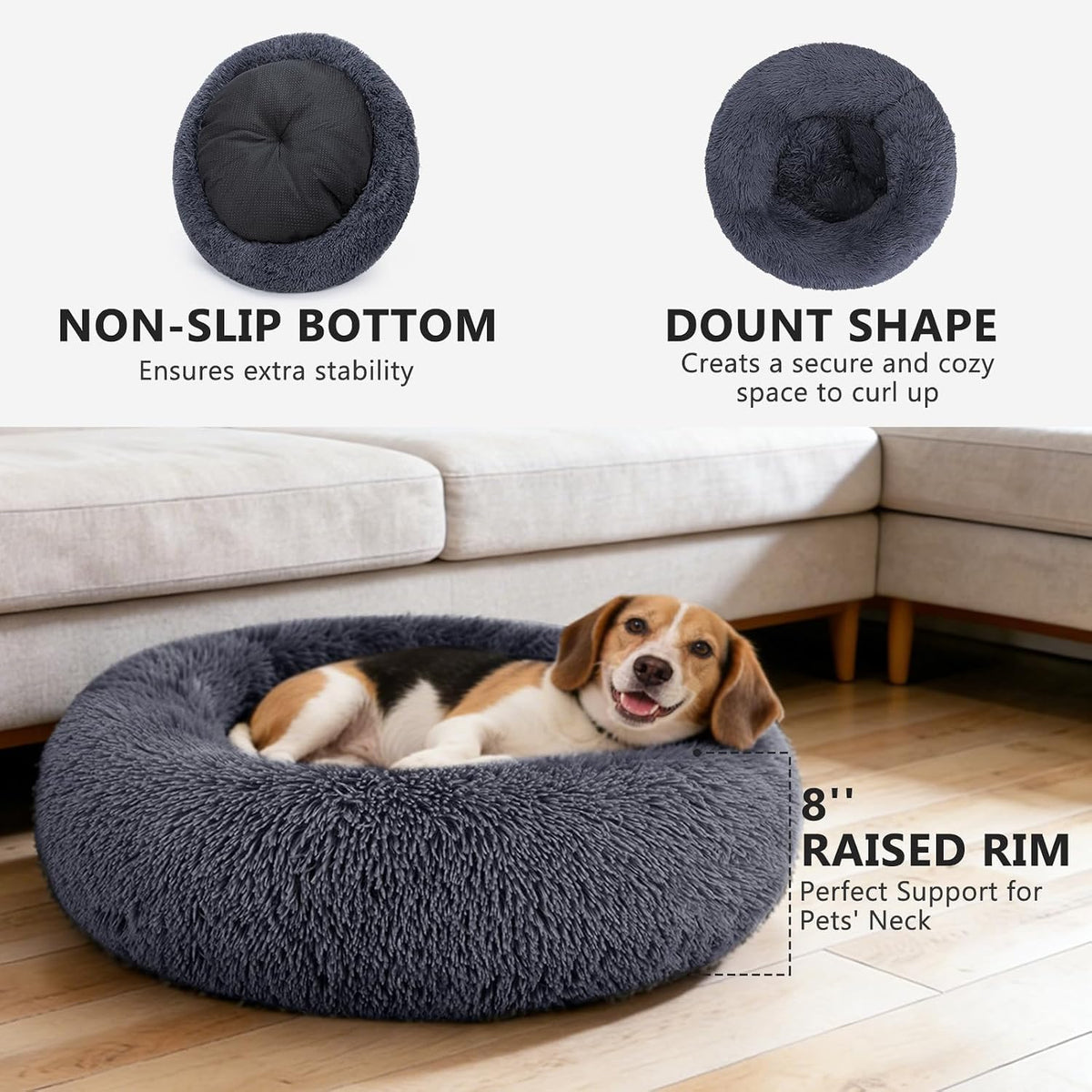Orthopedic Dog Bed Comfortable Donut Cuddler Round Pet Beds Ultra Soft Washable Dog and Cat Cushion (20''/23''/30'') (23'', Brown)
