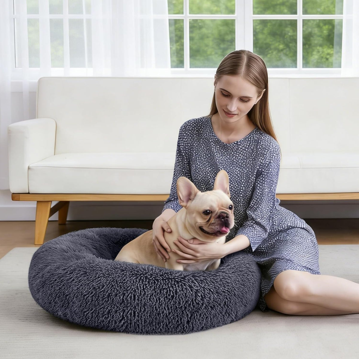 Orthopedic Dog Bed Comfortable Donut Cuddler Round Pet Beds Ultra Soft Washable Dog and Cat Cushion (20''/23''/30'') (23'', Brown)