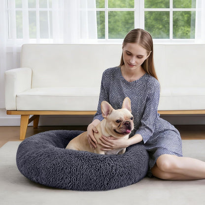 Orthopedic Dog Bed Comfortable Donut Cuddler Round Pet Beds Ultra Soft Washable Dog and Cat Cushion (20''/23''/30'') (23'', Brown)