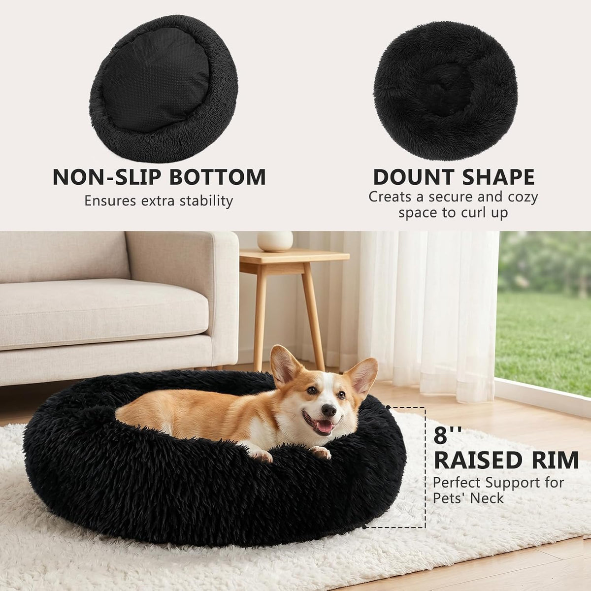 Orthopedic Dog Bed Comfortable Donut Cuddler Round Pet Beds Ultra Soft Washable Dog and Cat Cushion (20''/23''/30'') (23'', Brown)