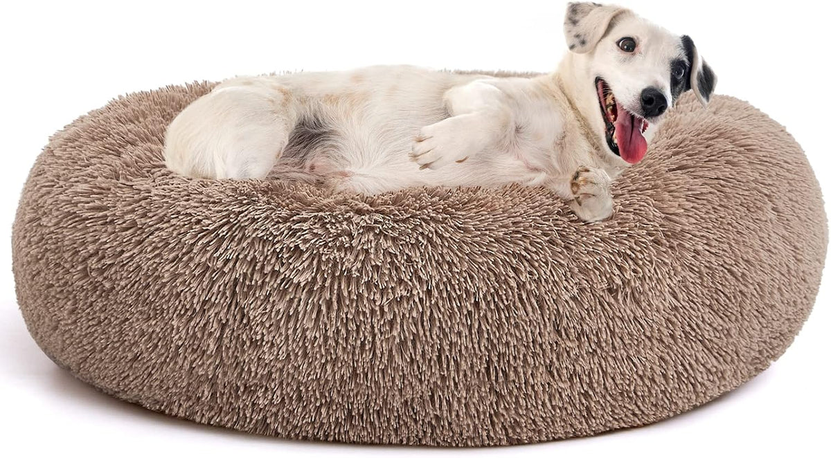 Orthopedic Dog Bed Comfortable Donut Cuddler Round Pet Beds Ultra Soft Washable Dog and Cat Cushion (20''/23''/30'') (23'', Brown)