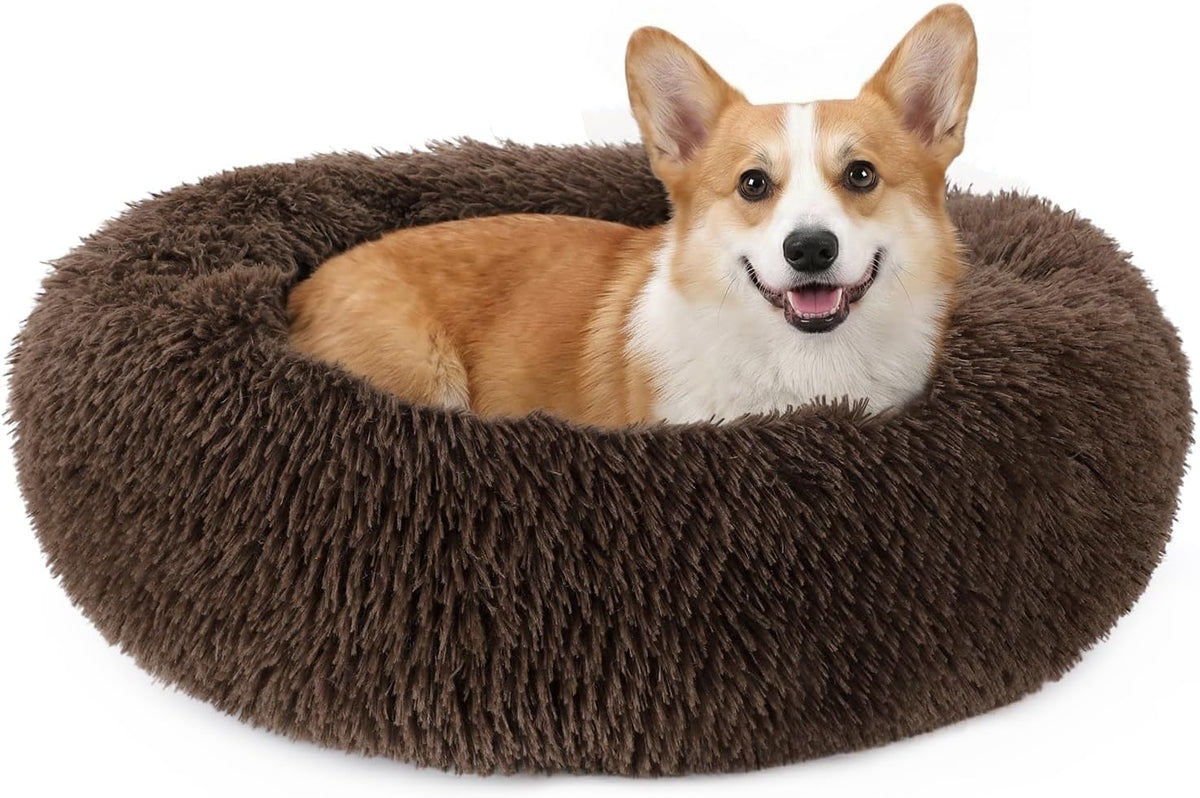 Orthopedic Dog Bed Comfortable Donut Cuddler Round Pet Beds Ultra Soft Washable Dog and Cat Cushion (20''/23''/30'') (23'', Brown)