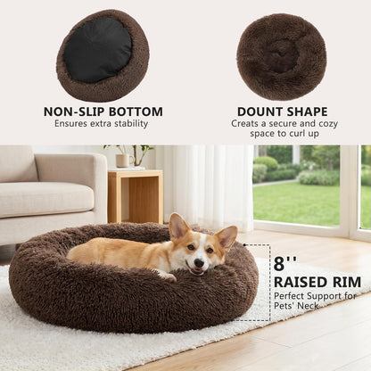 Orthopedic Dog Bed Comfortable Donut Cuddler Round Pet Beds Ultra Soft Washable Dog and Cat Cushion (20''/23''/30'') (23'', Brown)