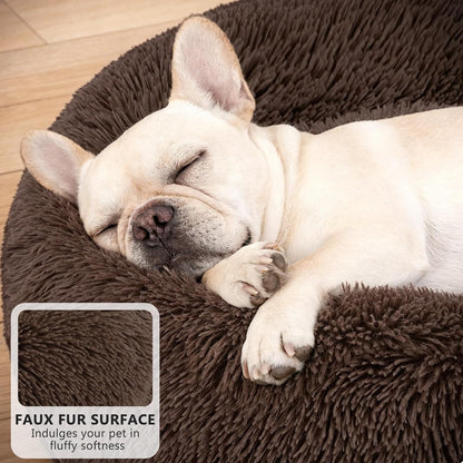 Orthopedic Dog Bed Comfortable Donut Cuddler Round Pet Beds Ultra Soft Washable Dog and Cat Cushion (20''/23''/30'') (23'', Brown)