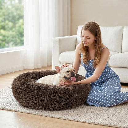 Orthopedic Dog Bed Comfortable Donut Cuddler Round Pet Beds Ultra Soft Washable Dog and Cat Cushion (20''/23''/30'') (23'', Brown)