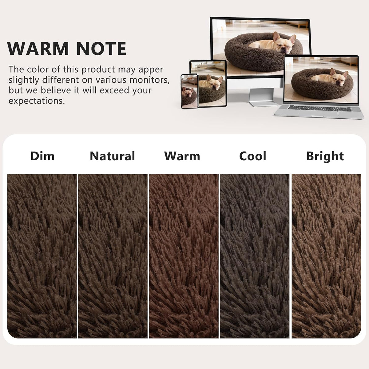 Orthopedic Dog Bed Comfortable Donut Cuddler Round Pet Beds Ultra Soft Washable Dog and Cat Cushion (20''/23''/30'') (23'', Brown)