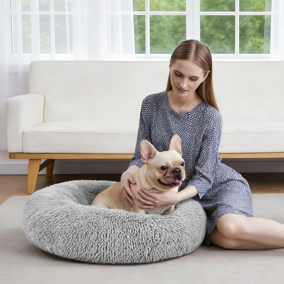 Orthopedic Dog Bed Comfortable Donut Cuddler Round Pet Beds Ultra Soft Washable Dog and Cat Cushion (20''/23''/30'') (23'', Brown)