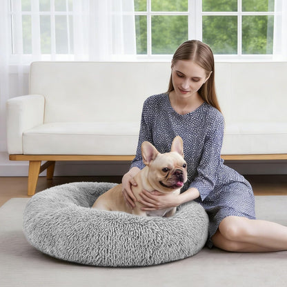 Orthopedic Dog Bed Comfortable Donut Cuddler Round Pet Beds Ultra Soft Washable Dog and Cat Cushion (20''/23''/30'') (23'', Brown)