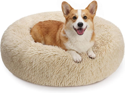 Orthopedic Dog Bed Comfortable Donut Cuddler Round Pet Beds Ultra Soft Washable Dog and Cat Cushion (20''/23''/30'') (23'', Brown)