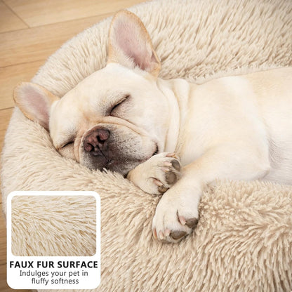 Orthopedic Dog Bed Comfortable Donut Cuddler Round Pet Beds Ultra Soft Washable Dog and Cat Cushion (20''/23''/30'') (23'', Brown)