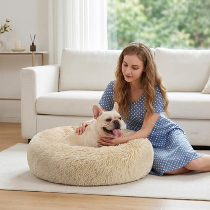 Orthopedic Dog Bed Comfortable Donut Cuddler Round Pet Beds Ultra Soft Washable Dog and Cat Cushion (20''/23''/30'') (23'', Brown)