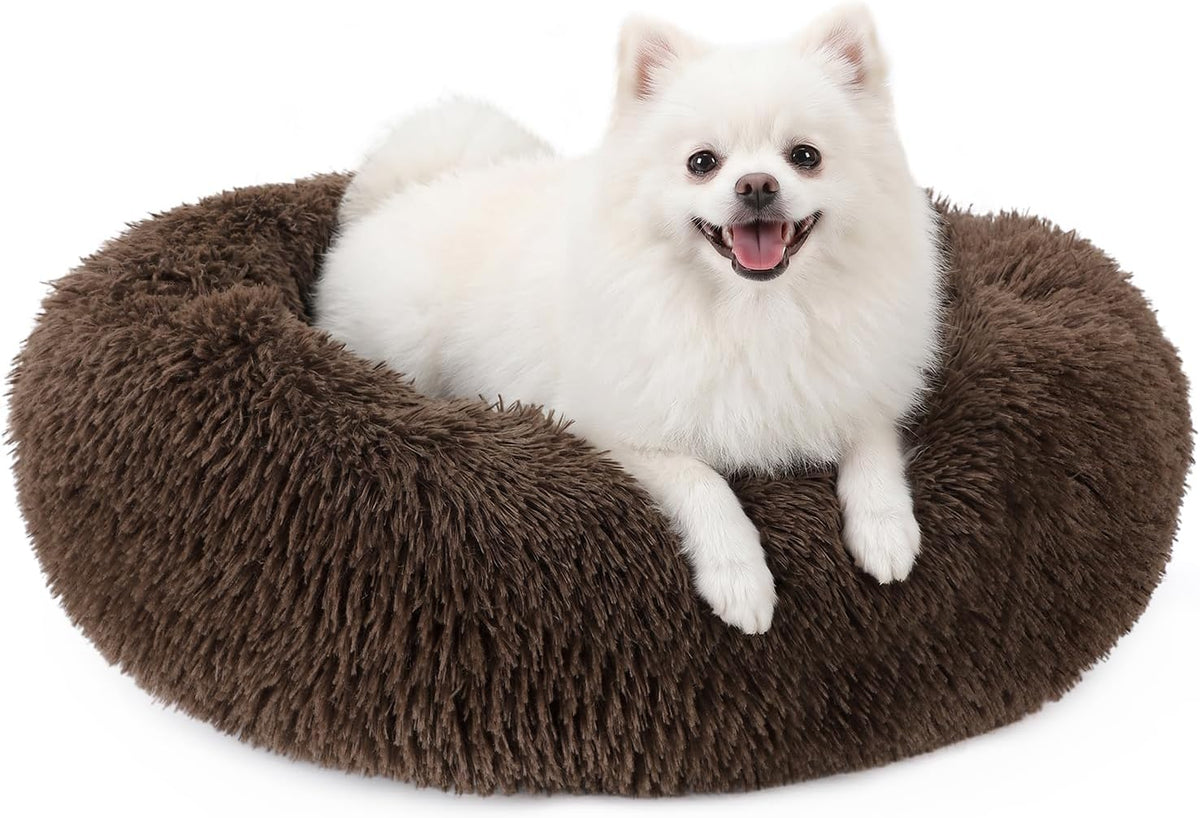 Orthopedic Dog Bed Comfortable Donut Cuddler Round Pet Beds Ultra Soft Washable Dog and Cat Cushion (20''/23''/30'') (23'', Brown)