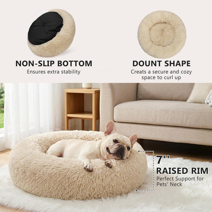 Orthopedic Dog Bed Comfortable Donut Cuddler Round Pet Beds Ultra Soft Washable Dog and Cat Cushion (20''/23''/30'') (23'', Brown)