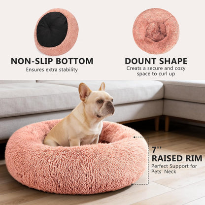Orthopedic Dog Bed Comfortable Donut Cuddler Round Pet Beds Ultra Soft Washable Dog and Cat Cushion (20''/23''/30'') (23'', Brown)