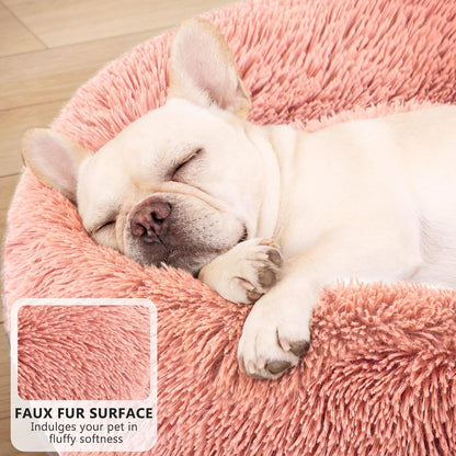 Orthopedic Dog Bed Comfortable Donut Cuddler Round Pet Beds Ultra Soft Washable Dog and Cat Cushion (20''/23''/30'') (23'', Brown)