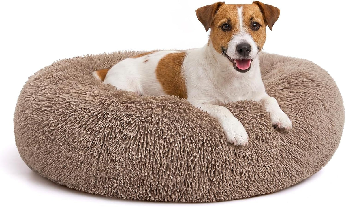 Orthopedic Dog Bed Comfortable Donut Cuddler Round Pet Beds Ultra Soft Washable Dog and Cat Cushion (20''/23''/30'') (23'', Brown)