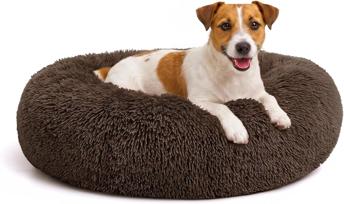 Orthopedic Dog Bed Comfortable Donut Cuddler Round Pet Beds Ultra Soft Washable Dog and Cat Cushion (20''/23''/30'') (23'', Brown)