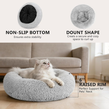 Orthopedic Dog Bed Comfortable Donut Cuddler Round Pet Beds Ultra Soft Washable Dog and Cat Cushion (20''/23''/30'') (23'', Brown)