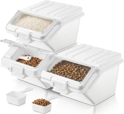 FOHERE 3 Pack Dog Food Storage Container, 40 Lbs Dog Food Bin with Scoop