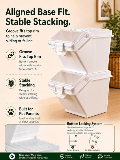 FOHERE 3 Pack Dog Food Storage Container, 40 Lbs Dog Food Bin with Scoop