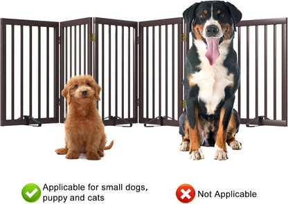 Wooden Dog Gate Freestanding Foldable 4 Panel Pet Gates Extra Wide Dog Gates for Indoor Doorways Stairs 24in Height Support Feet Included