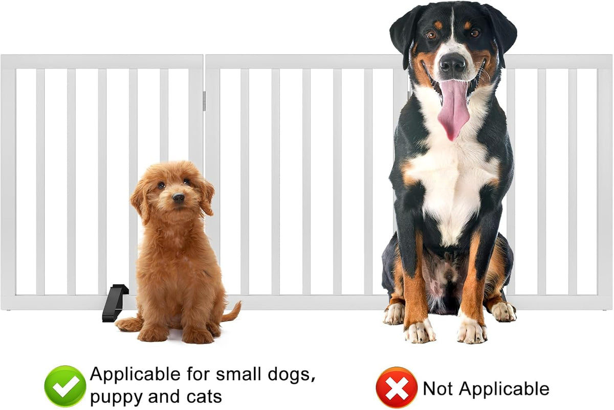 Wooden Dog Gate Freestanding Foldable 4 Panel Pet Gates Extra Wide Dog Gates for Indoor Doorways Stairs 24in Height Support Feet Included