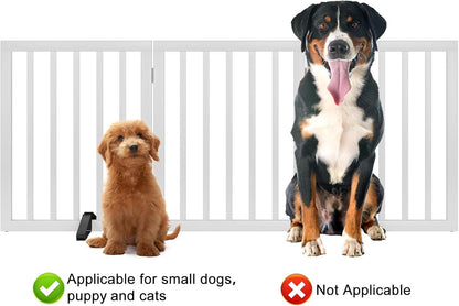 Wooden Dog Gate Freestanding Foldable 4 Panel Pet Gates Extra Wide Dog Gates for Indoor Doorways Stairs 24in Height Support Feet Included