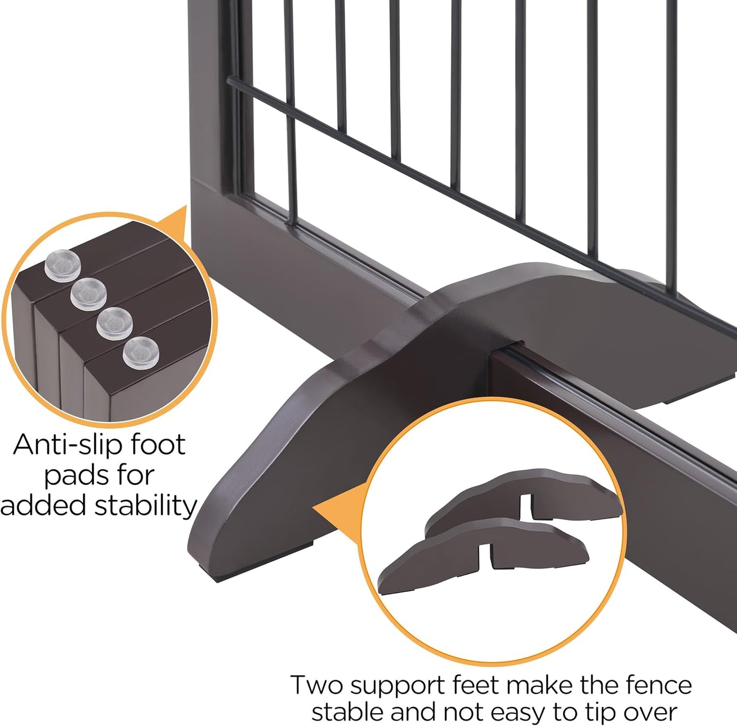 32-inch Tall Dog Gate Extra Wide Pet Gate for Dogs Indoor Foldable Wire & Wooden Puppy Safety Fence w/2 Support Feet,Freestanding Dog Gate for The House, Doorway, Stairs(White,4 Panels)