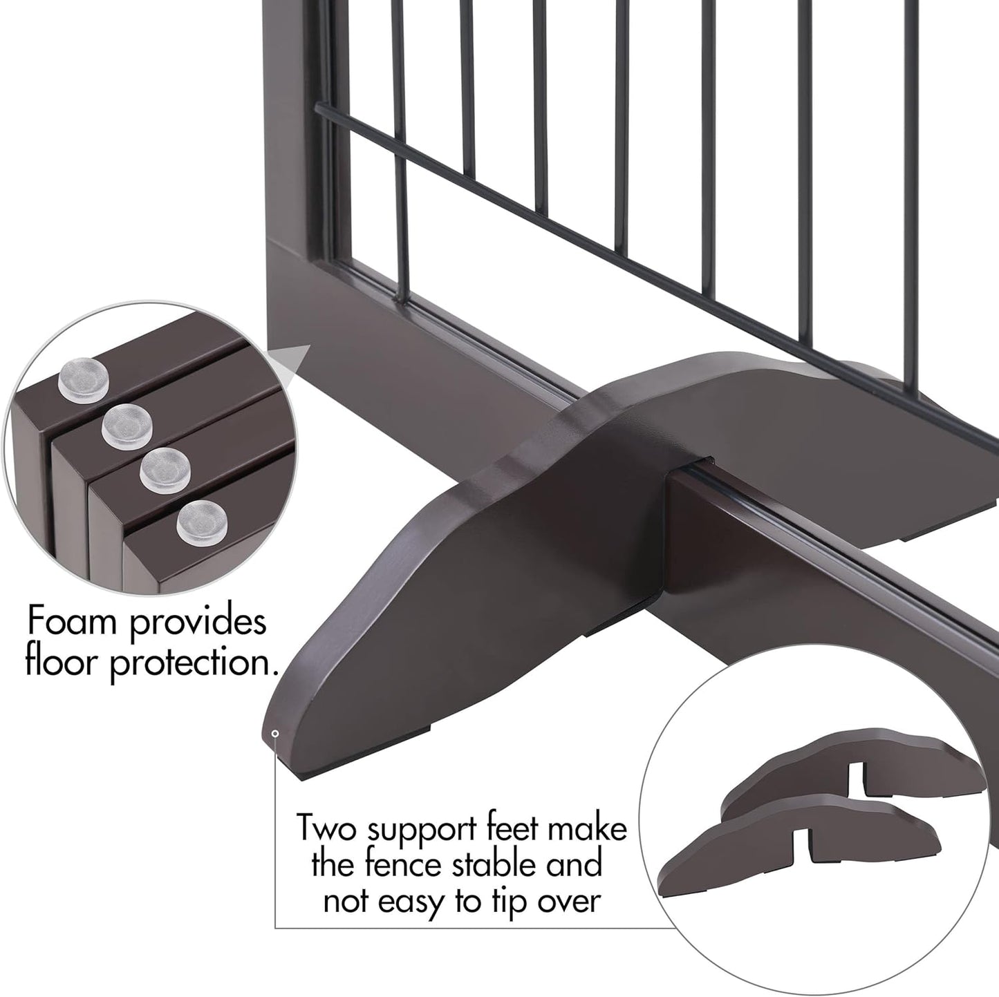 32-inch Tall Dog Gate Extra Wide Pet Gate for Dogs Indoor Foldable Wire & Wooden Puppy Safety Fence w/2 Support Feet,Freestanding Dog Gate for The House, Doorway, Stairs(White,4 Panels)