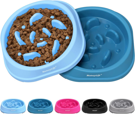 2-Pack Slow Feeder Dog Bowls, 2 Cups, Dog Puzzle Feeder Bowl | Food-contact safe, dishwasher safe, non-slip base, maze design, for fast eaters, for dogs and cats, daily mealtimes