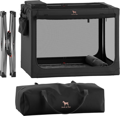 Collapsible Dog Crate 42 Inch, XXL Dog Crate for XXL, XL, Large Breeds, Travel Kennel for Car, Includes Pet Mat for Pet Cage, 2 Storage Pockets, Handbag, 10mm Locking Zippers 42 * 31 * 31