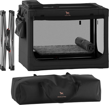 Collapsible Dog Crate 42 Inch, XXL Dog Crate for XXL, XL, Large Breeds, Travel Kennel for Car, Includes Pet Mat for Pet Cage, 2 Storage Pockets, Handbag, 10mm Locking Zippers 42 * 31 * 31