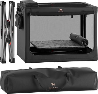 Collapsible Dog Crate 42 Inch, XXL Dog Crate for XXL, XL, Large Breeds, Travel Kennel for Car, Includes Pet Mat for Pet Cage, 2 Storage Pockets, Handbag, 10mm Locking Zippers 42 * 31 * 31