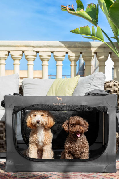 Collapsible Dog Crate 42 Inch, XXL Dog Crate for XXL, XL, Large Breeds, Travel Kennel for Car, Includes Pet Mat for Pet Cage, 2 Storage Pockets, Handbag, 10mm Locking Zippers 42 * 31 * 31