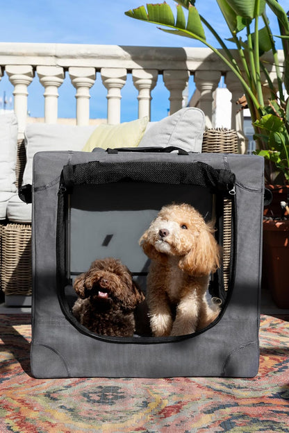 Collapsible Dog Crate 42 Inch, XXL Dog Crate for XXL, XL, Large Breeds, Travel Kennel for Car, Includes Pet Mat for Pet Cage, 2 Storage Pockets, Handbag, 10mm Locking Zippers 42 * 31 * 31
