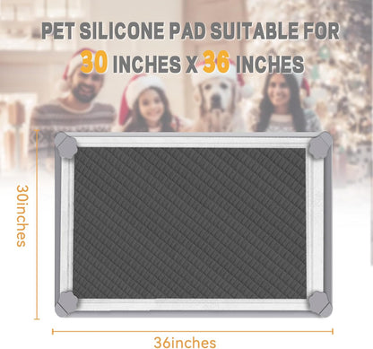 Pee Pads Tray Silicone Dog Bedpan Tray, High Edge Puppy Pad Holder Tray for Easy to Clean and Spill Free Dog Bedpan Training Pad Tray with Fixing Buckle (24 INCH x 24 INCH， with Clip)