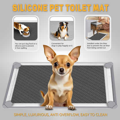 Pee Pads Tray Silicone Dog Bedpan Tray, High Edge Puppy Pad Holder Tray for Easy to Clean and Spill Free Dog Bedpan Training Pad Tray with Fixing Buckle (24 INCH x 24 INCH， with Clip)