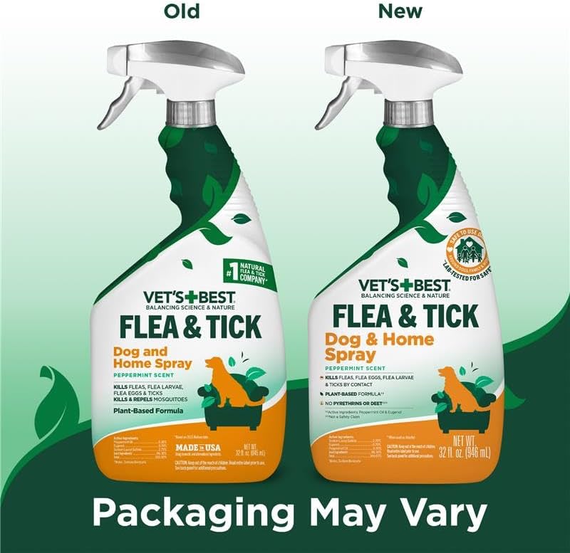 Indoor Flea & Tick Home Spray for Dogs, Plant-Based Spray, 32 oz
